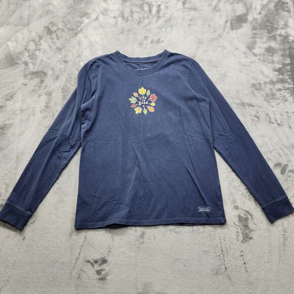 Life Is Good Tops - Life Is Good Top Womens M Blue Crusher Tee Long Sleeve Fall Leaves Autumn Casual